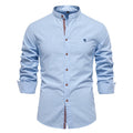 Men’s Casual Solid Long Sleeve Cotton Linen Shirt