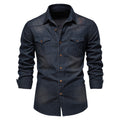 Men’s Casual Solid Long Sleeve Denim Shirt