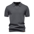 Men’s Short Sleeve Knit Polo Shirt with Waffle Texture