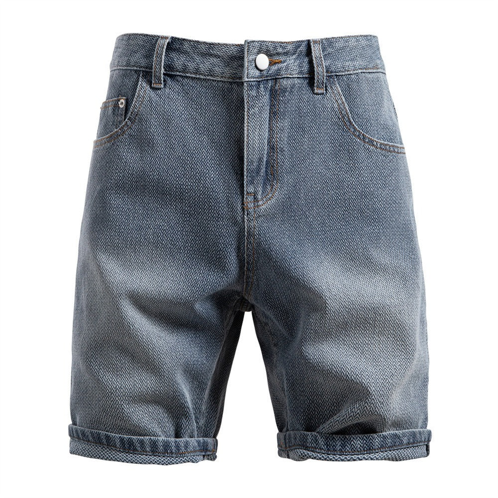 Men’s Vintage Starry Sky Denim Shorts Straight Fit