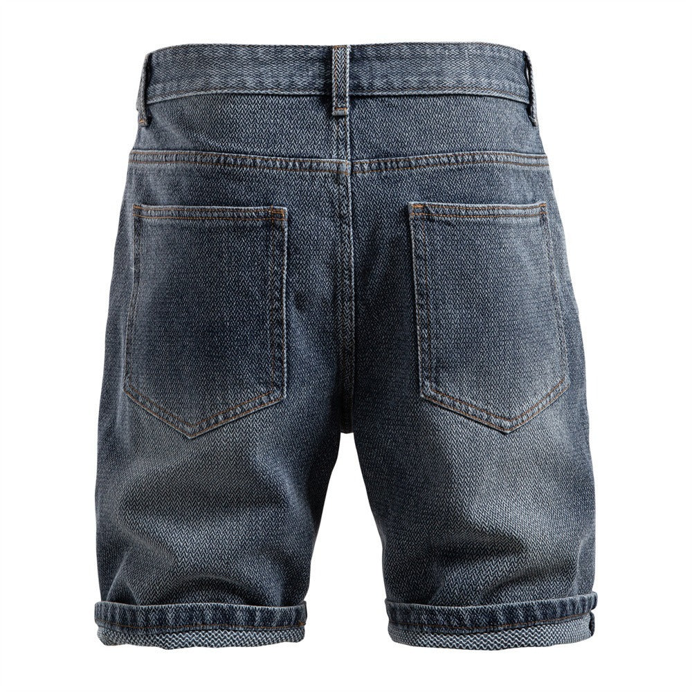 Men’s Vintage Starry Sky Denim Shorts Straight Fit