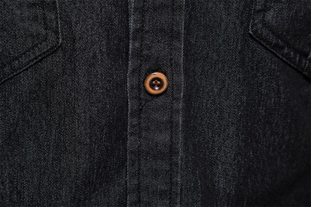 Men’s Casual Solid Long Sleeve Denim Shirt