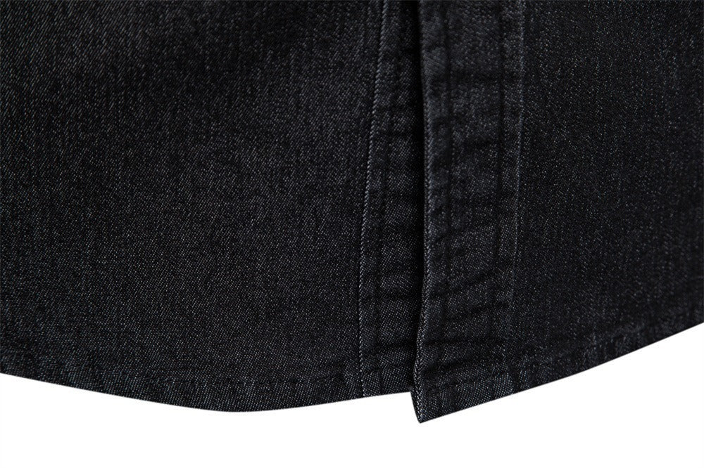 Men’s Casual Solid Long Sleeve Denim Shirt