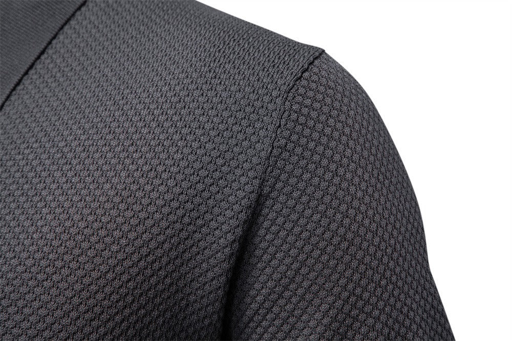 Men’s Short Sleeve Knit Polo Shirt with Waffle Texture