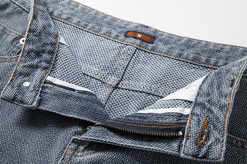 Men’s Vintage Starry Sky Denim Shorts Straight Fit