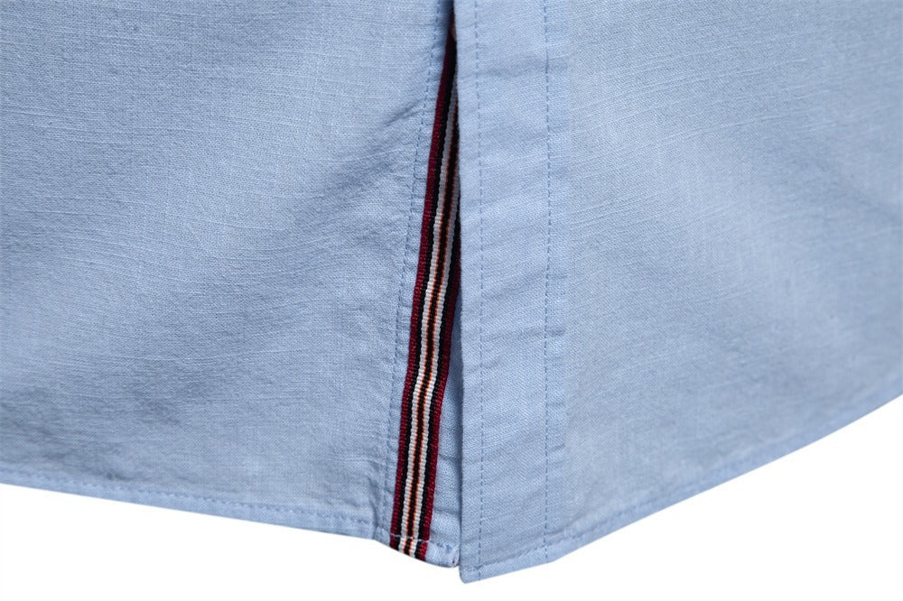 Men’s Casual Solid Long Sleeve Cotton Linen Shirt