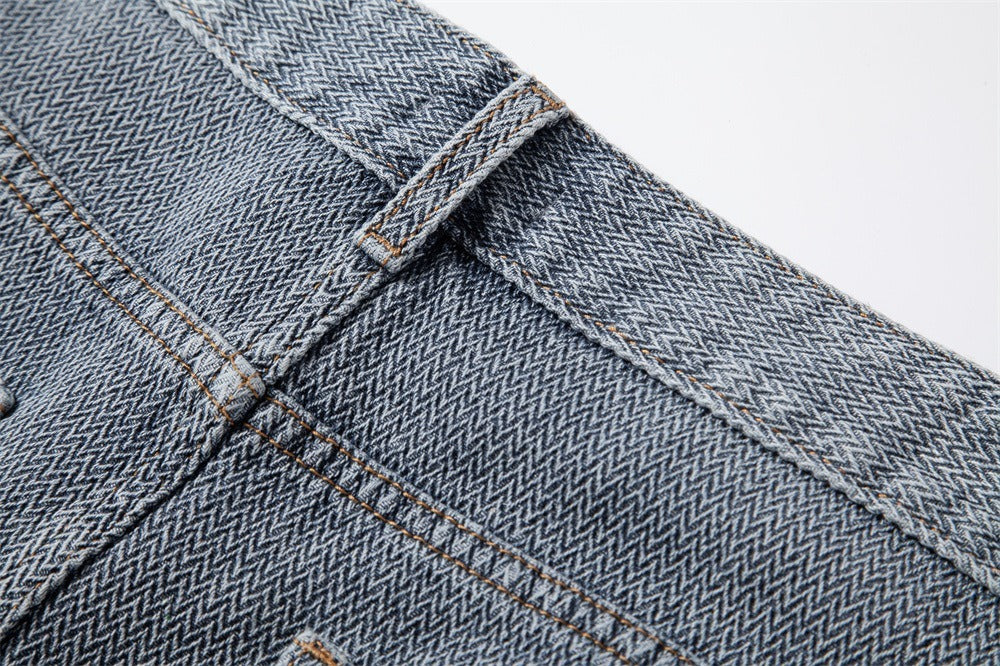 Men’s Vintage Starry Sky Denim Shorts Straight Fit
