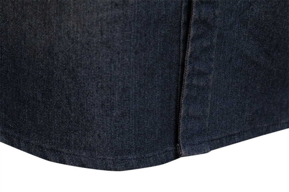 Men’s Casual Solid Long Sleeve Denim Shirt