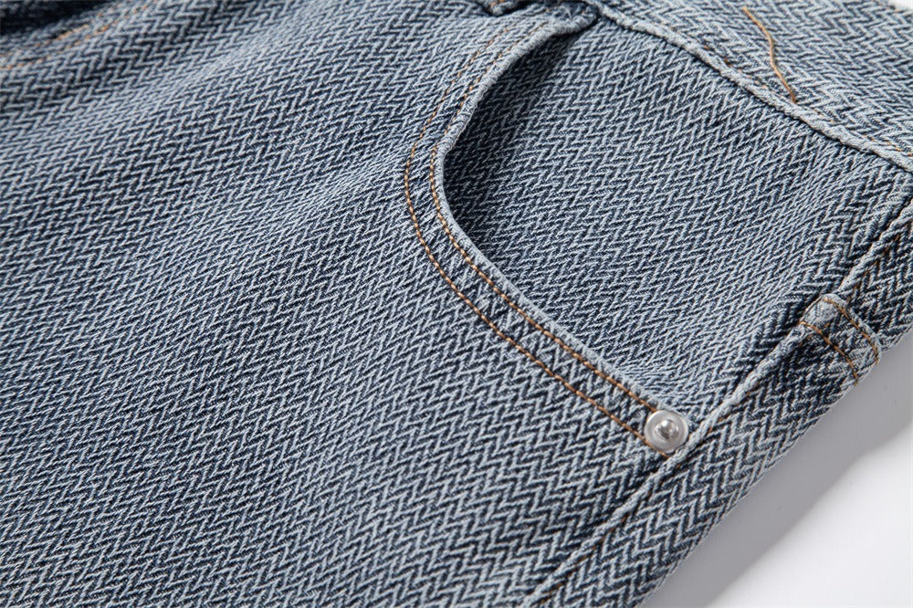 Men’s Vintage Starry Sky Denim Shorts Straight Fit