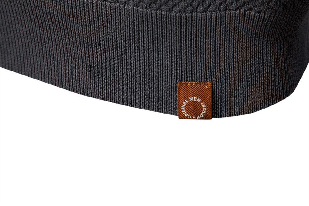 Men’s Short Sleeve Knit Polo Shirt with Waffle Texture