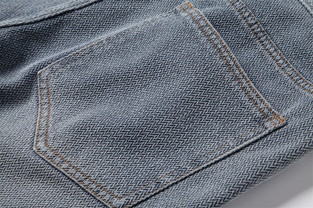 Men’s Vintage Starry Sky Denim Shorts Straight Fit